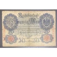 Банкнота 20 марок 1914 год. Германская империя.