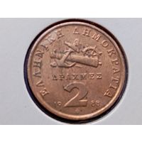 Греция. 2 драхмы 1988 в холдере