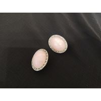 Клипсы, винтаж, розовый кварц