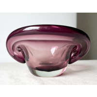 Ваза конфетница ракушка цветное стекло винтаж 16 х 14см Чехословакия