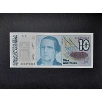10 аустралей 1985-1989 года. Аргентина. UNC.  Распродажа.