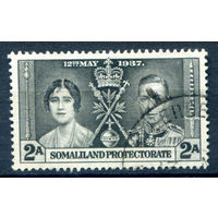 Британские колонии - Сомалиленд - 1937г. - коронация короля Георга VI и королевы Елизаветы, 2 A - 1 марка - гашёная [Mi 75]. #2-Bc-58-A-1