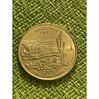 CША 25 центов 2008 г Аризона ( P. Филадельфия. ПОЗОЛОТА )