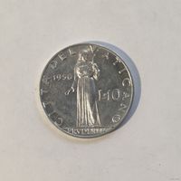 Ватикан 10 лир 1956 г.