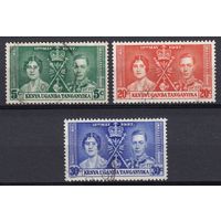 19a.BrKS. Великобритания. Колонии.  Кения, Уганда и Танганьика. Коронация Георга VI и Елизаветы. 1937 г. Полная серия. Mi.##49-51.
