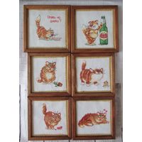 СЕРИЯ "КОТЫ"    ВЫШИВКА В РАМКЕ СО СТЕКЛОМ.