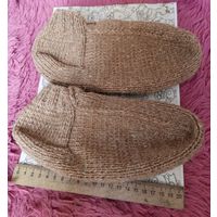 Вязаные тапочки. Светло коричневые