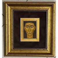 Гурвич Г.Л "Портрет", 1983г. Картон, масло. Размер 6,5х8,7 см.