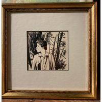 Селещук Н.М. Бумага, тушь. Размер с рамой и паспарту 26х25,5 см.