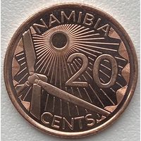 Намибия 20 центов 2025 г.