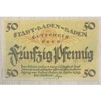 Нотгельд Баден-Баден 50  пфеннигов 1919 год. Веймарская республика.