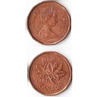 1 цент Канада 1987 года