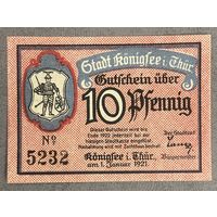 Нотгельд Кёнигзее 10 пфеннигов 1921 год. Веймарская республика