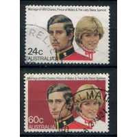 Австралия - 1981г. - свадьба принца Чарльза и принцессы Дианы - 2 марки - полная серия, гашёные [Mi 760-761]. #3-WB-89-KS-1