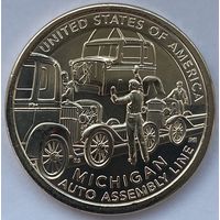 США 1 доллар 2025 г.Американские инновации. Штат Мичиган. Автомобильная Ассамблея.D + Р. Цена за 1 шт.