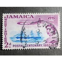 Марка Ямайка 1960 год 100-летие почтовой службы Ямайки