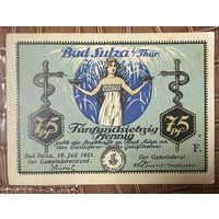 Нотгельд 75 пфеннигов 1921 год. Бад-Зульца. Веймарская республика