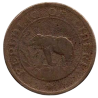 РЕСПУБЛИКА ЛИБЕРИЯ 2 ЦЕНТА 1937. ФАУНА. СЛОН. РЕДКАЯ