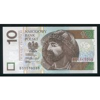 Польша 10 злотых 2016 г. P183b. Серия BS. UNC