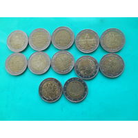 Сборный лот евро. Германия 12 монет по 2 евро.