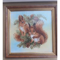 Картина БЕЛОЧКИ (вышивка). 33х33 см. Торг.