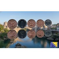 Босния и Герцеговина набор монет 5, 10, 20, 50 феннингов, 1 марка, UNC. Предложите свою цену или обмен!