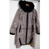 Дизайнерская дубленка. Капюшон-песец. Р.52-54