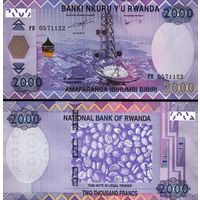 Руанда 2000 франков образца 2014 года UNC p40 серия НО