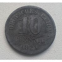 Германия 10 пфеннигов, 1921 Цинк  7-7-16