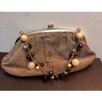 Винтажная замшевая сумочка-ридикюль на фермуаре от Rada Borse.