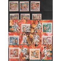 КНДР-1994, (Мих.3642-3647,Бл.312-317)  ** , Спорт, ЧМ-1994 по футболу,(полная серия)