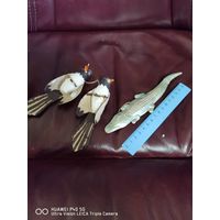 Елочные игрушки СССР Крокодил и птички вата самая привлекательная цена трёхдневный аукцион