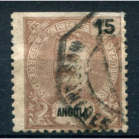 Португальские колонии - Ангола - 1898/1901г. - Король Карлуш I, 15 R - 1 марка - гашёная [Mi 41]. #1-Po-19-A-1