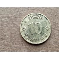 Латвия 10 сантимов, 1992г. (D-107)