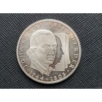 10 марок 250 лет со дня рождения Иоганна Готфрида Гердера G ФРГ Серебро 15,5 грамма 625 пробы 0,311 унции! ВОЗМОЖЕН ОБМЕН!