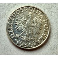 2 злотых 1936, Польша.