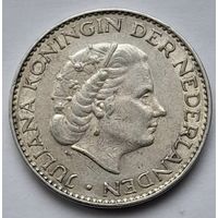 Нидерланды 1 гульден 1958 года серебро