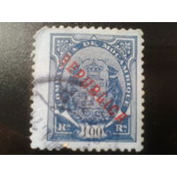 Мозамбик, колония Португалии, 1911. Стандарт. Герб. Красная надпечатка