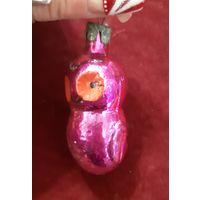 Ёлочная игрушка розовый Совёнок , стекло. СССР