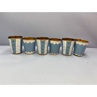 Набор из 6 стопок, эмаль, латунь с золочением, Ленинградская ювелирная фабрика "Русские самоцветы", СССР, 1970-1990 гг.