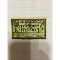 Нотгельд 10 пфеннигов. Германия. Веймарская республика Дипхольц-0201