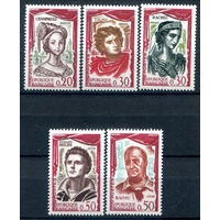 Франция - 1961г. - французские актёры и актрисы - 5 марок - полная серия, MH [Mi 1355-1359]. #2-Fr-63-A-1