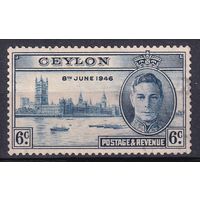 107a.BrKS. Великобритания. Колонии. Цейлон. Победа во Второй Мировой Войне. Георг VI. 1946 г. 6c. Mi.#245.