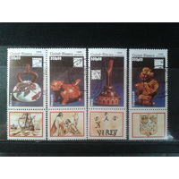 Гвинея-Бисау, 1989. Международная фил. выставка в Рио-де-Жанейро, произведения искусства,  с купонами. Mi-3,6 евро гаш.