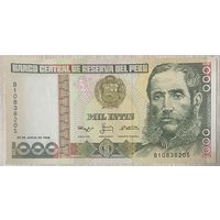 Банкнота 1000 инти. Перу. 1988 год.