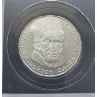 5 марок 1977 г. 200 лет со дня рождения Карла Фридриха Гаусса. ФРГ. Серебро. С рубля