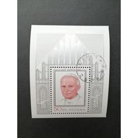 Польша 1979 Блок Mi.76 (silver) с маркой "Визит Папы римского Павла Иоанна II в Польшу" (гашение с клеем) марки Mi.2632 каталог 35.00 евро