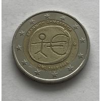 Греция 2 евро 2009 - 10 лет монетарной политике ЕС (EMU) и введения евро