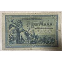 Банкнота 5 марок 1904 год. Германская империя. С рубля без МЦ.