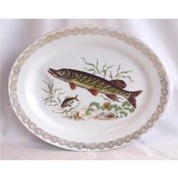 Блюдо Щука Фарфор Франция Лимож Limoges 41 х 31 см